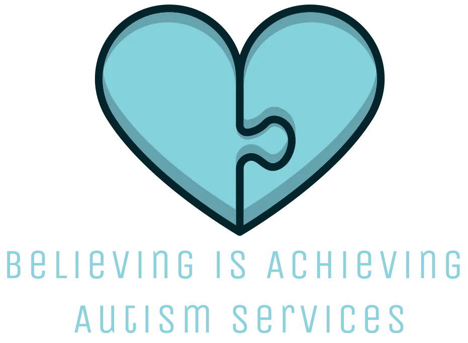 Believing is Achieving Autism Services logo: a teal heart with a puzzle-piece cutout